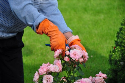 Gardener pruning plants in Uxbridge garden